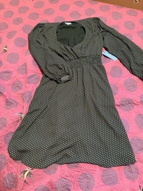 Draper James Olive Green Polka Dot Midi Dress